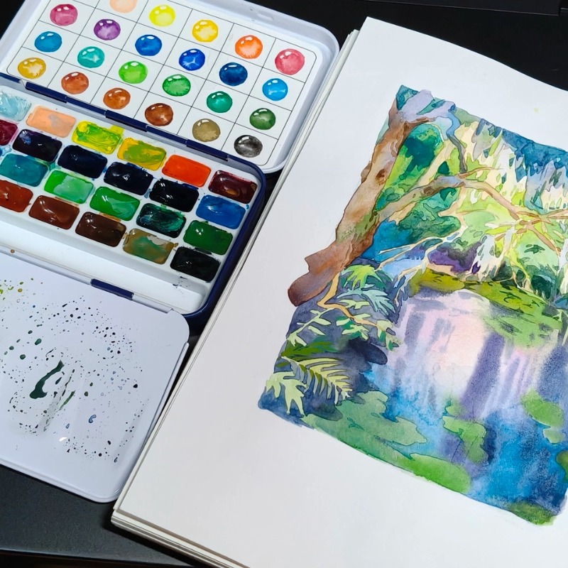 Rubens 24 Colors 1ml Solid Wat - Watercolor Paint Set Solid Pigment ulasan dan harga