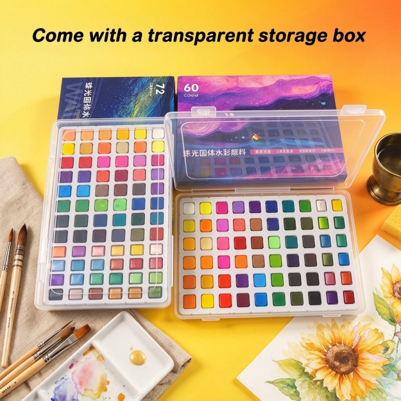 Solid & Pearlescent Watercolor - Watercolor Paint Set Solid Pigment ulasan dan harga