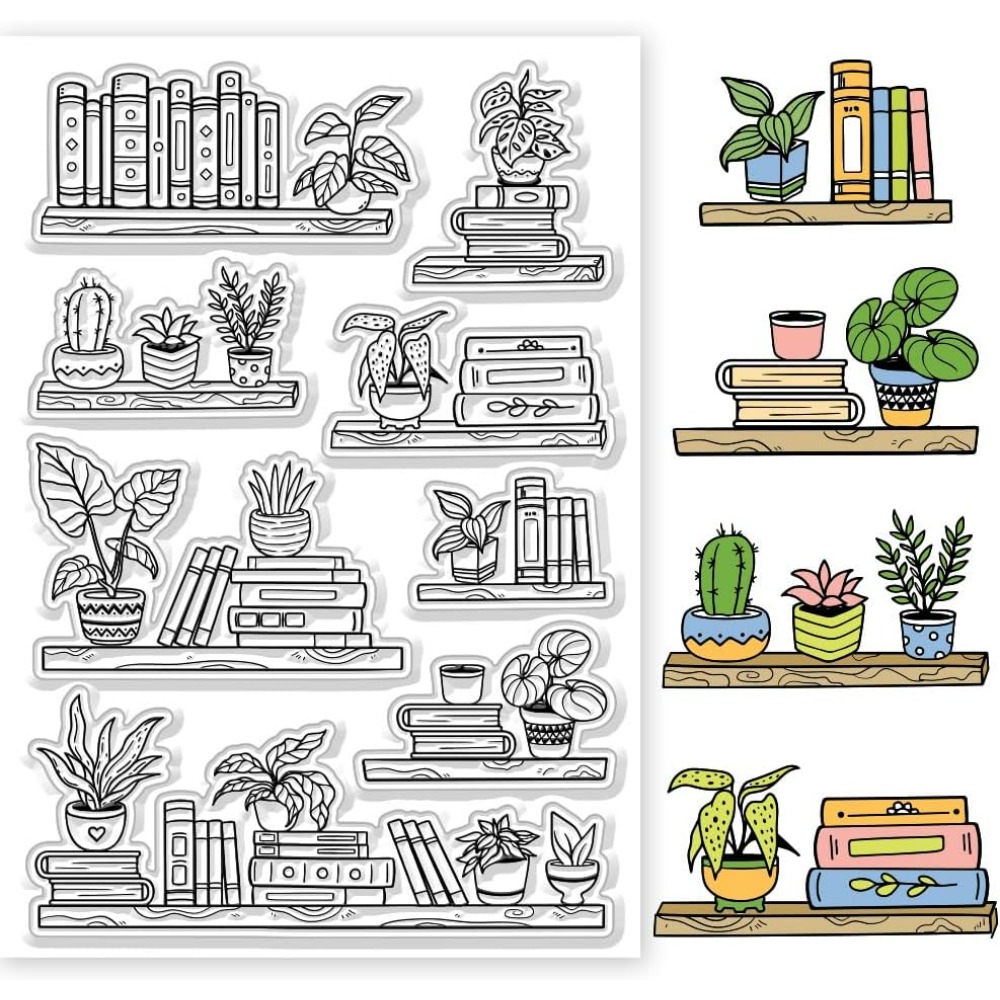 Potted Bookshelf Clear Stamps  - Clear Silicone Stamps For Card Making ulasan dan harga