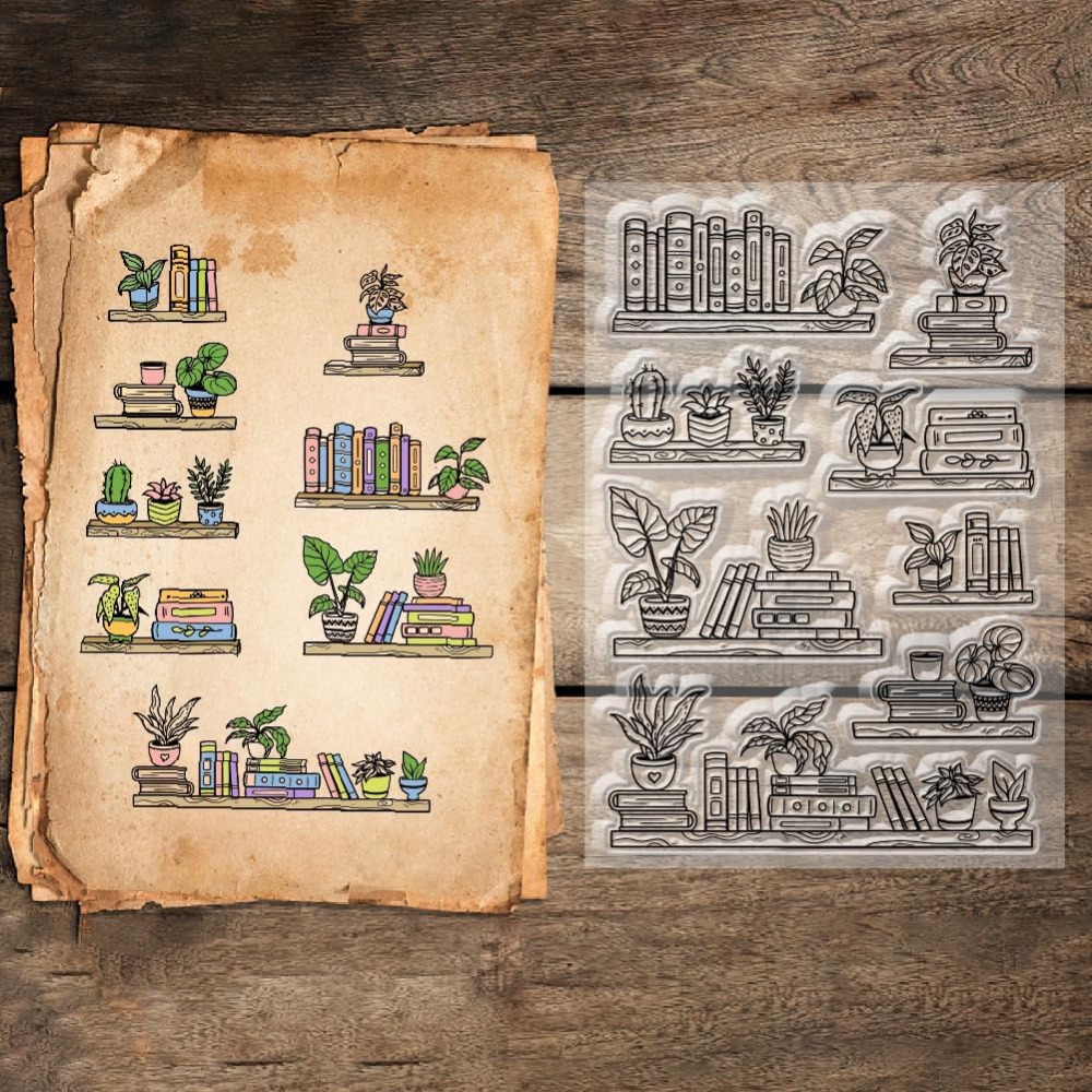 Potted Bookshelf Clear Stamps  - Clear Silicone Stamps For Card Making ulasan dan harga