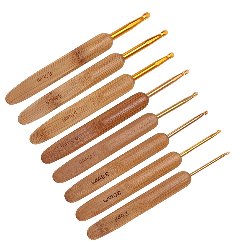 8pcs 2.5-6mm Sizes Crochet Hoo - Wooden Crochet Hooks Ergonomic Handle ulasan dan harga
