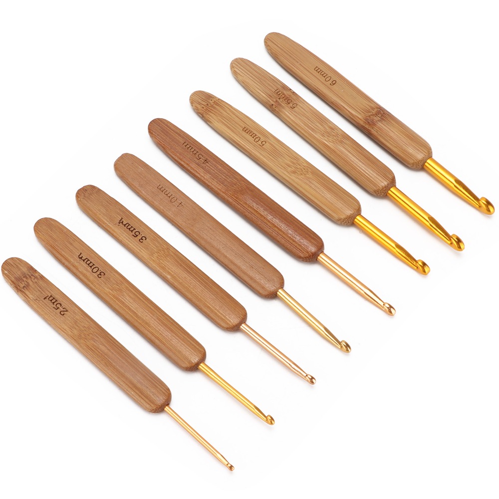 8pcs 2.5-6mm Sizes Crochet Hoo - Wooden Crochet Hooks Ergonomic Handle ulasan dan harga