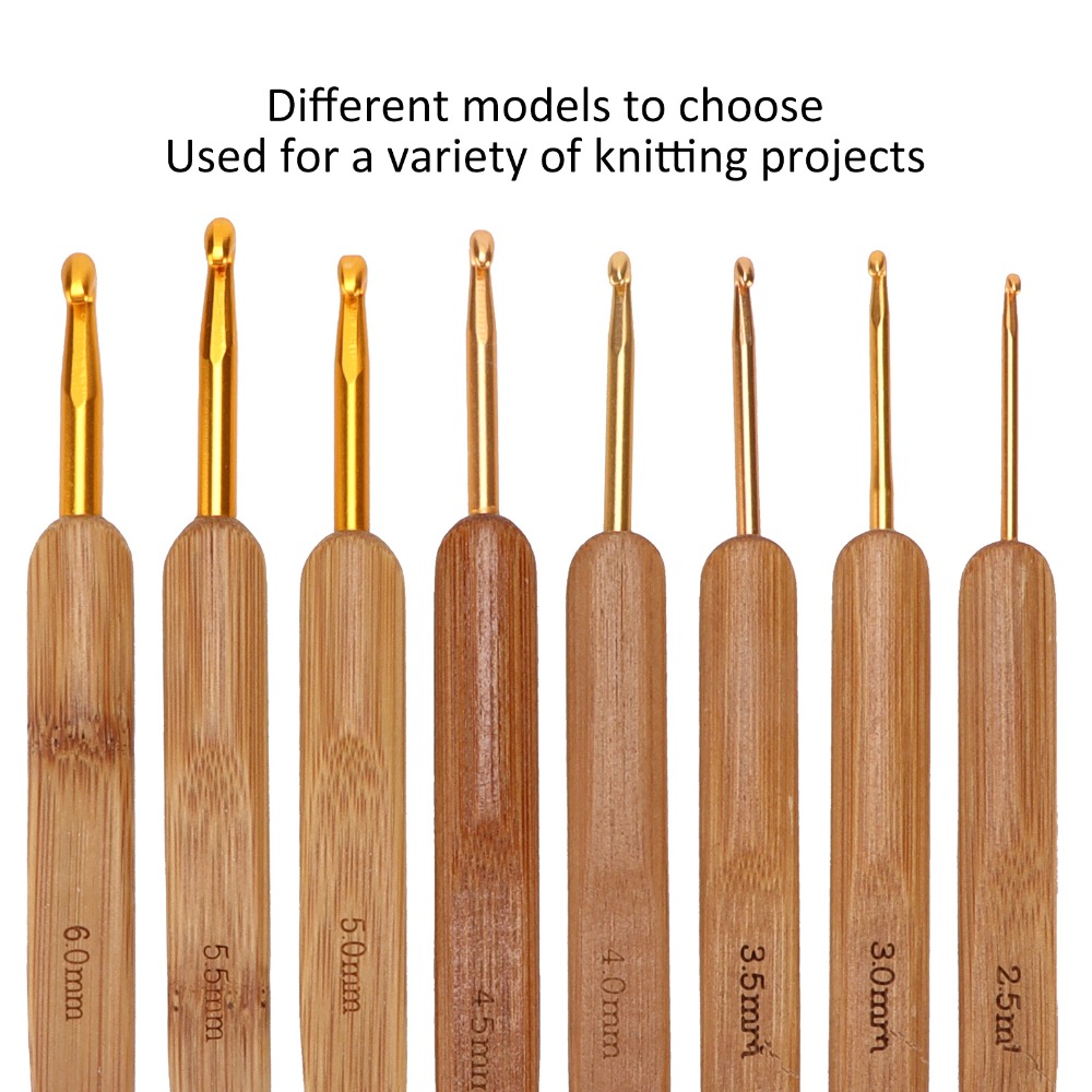 8pcs 2.5-6mm Sizes Crochet Hoo - Wooden Crochet Hooks Ergonomic Handle ulasan dan harga