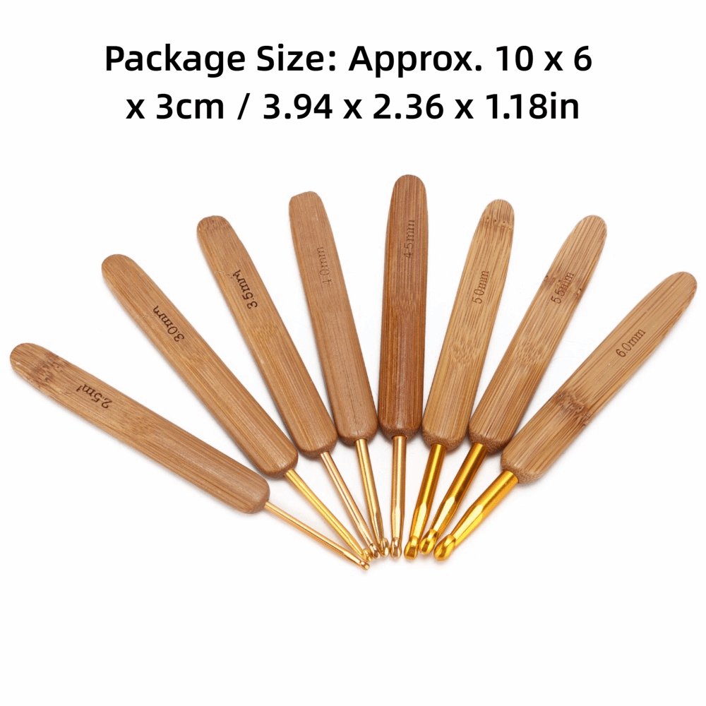 8pcs 2.5-6mm Sizes Crochet Hoo - Wooden Crochet Hooks Ergonomic Handle ulasan dan harga