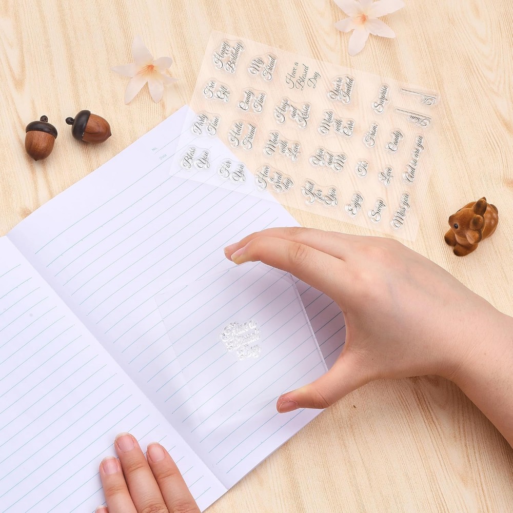 1PC Gift Tag Words Silicone Cl - Clear Silicone Stamps For Card Making ulasan dan harga
