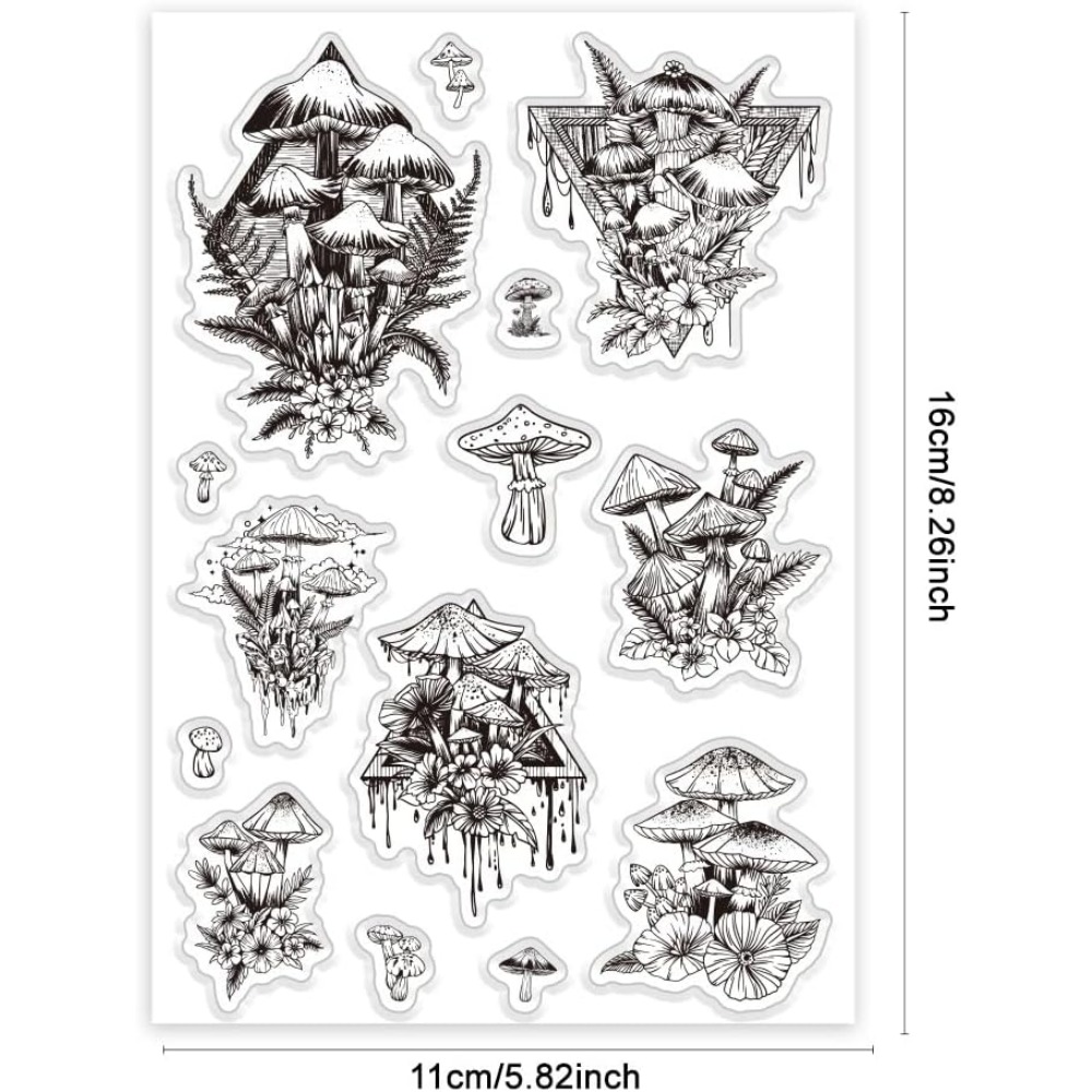 Mushroom Clear Stamp, Plant Si - Clear Silicone Stamps For Card Making ulasan dan harga