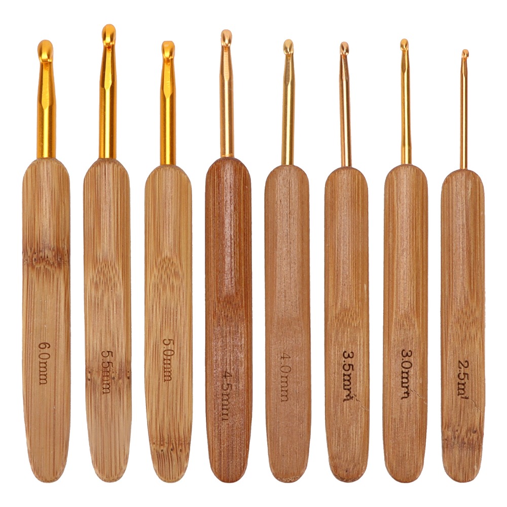 8pcs Ergonomic 2.5-6mm Sizes C - Wooden Crochet Hooks Ergonomic Handle ulasan dan harga