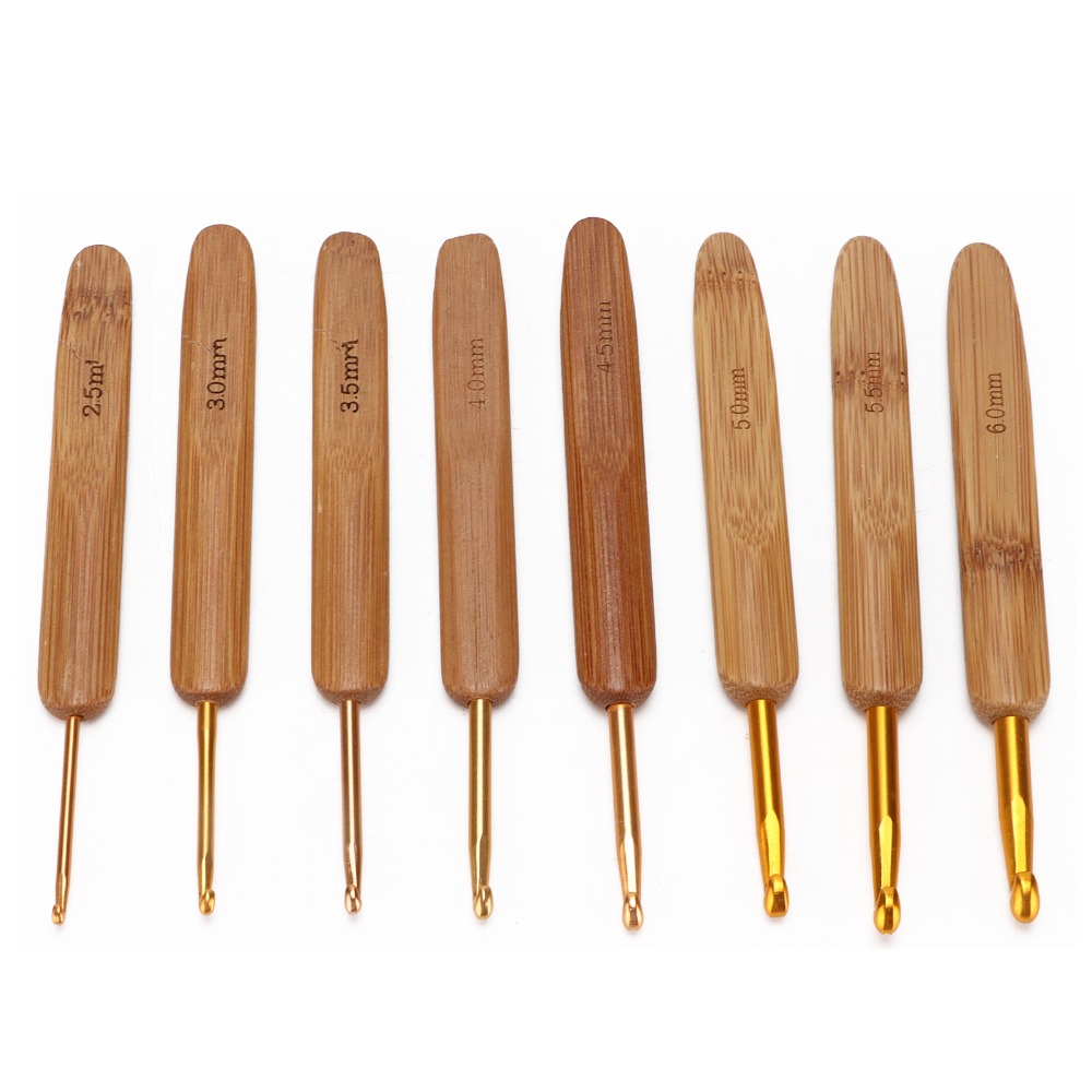 8pcs Ergonomic 2.5-6mm Sizes C - Wooden Crochet Hooks Ergonomic Handle ulasan dan harga