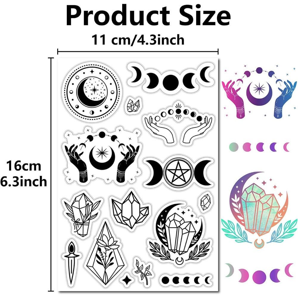 Moon Phase Crystal Rubber Stam - Clear Silicone Stamps For Card Making ulasan dan harga