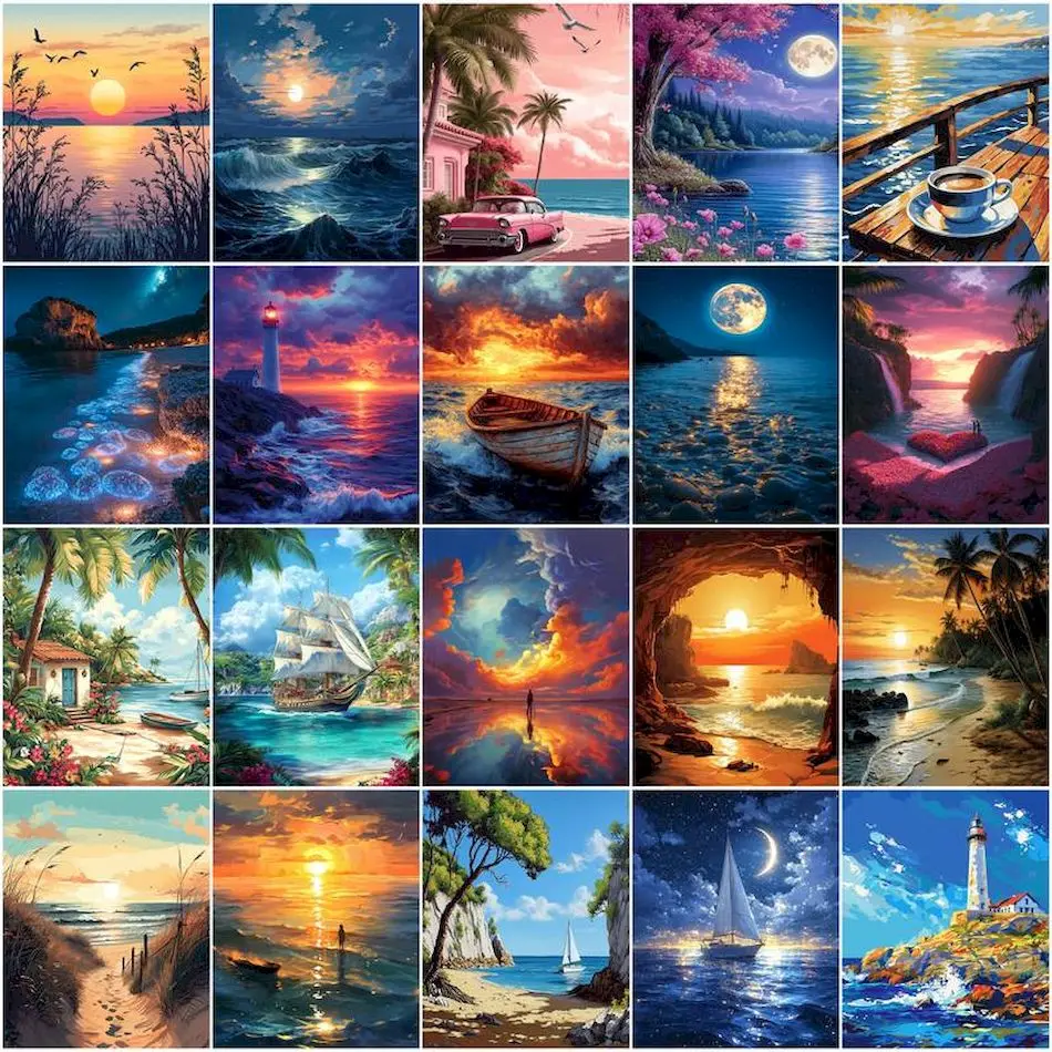 Painting Paints By Numbers sea - Painting Supplies ulasan dan harga